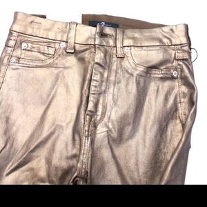 NWT defective 7 For All Mankind Women's high rise Skinny Pant Bronze Size 27